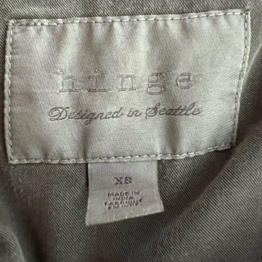 Hinge Cargo Utility Army Green Drawstring Waist Drapey Jacket Super Soft Sz XS - Picture 8 of 8